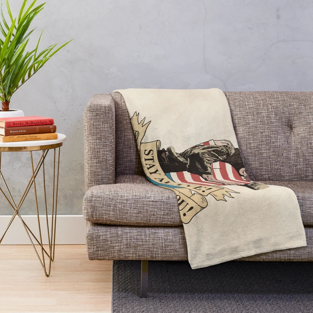 Plush blanket featuring a movie quote from "The Last of the Mohicans