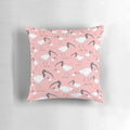 Soft, plush pillow featuring a flock of playful ibises in a rustic wooden bin