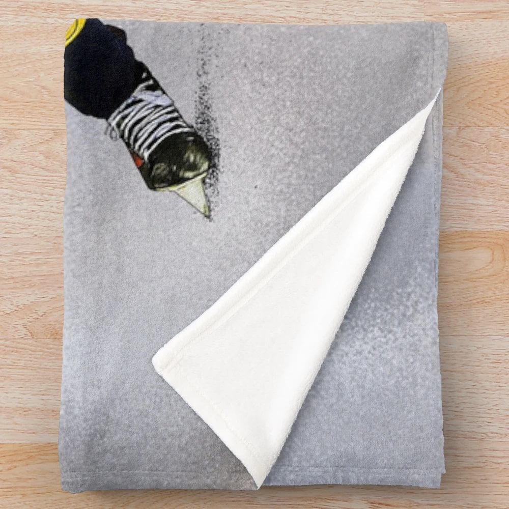 Ice hockey inspired plush blanket