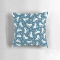 Soft, plush pillow featuring ice skates and snowflakes, ideal for winter sports enthusiasts.
