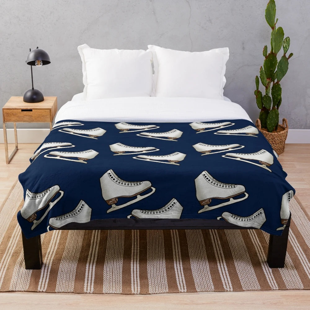 Ice skating plush blanket