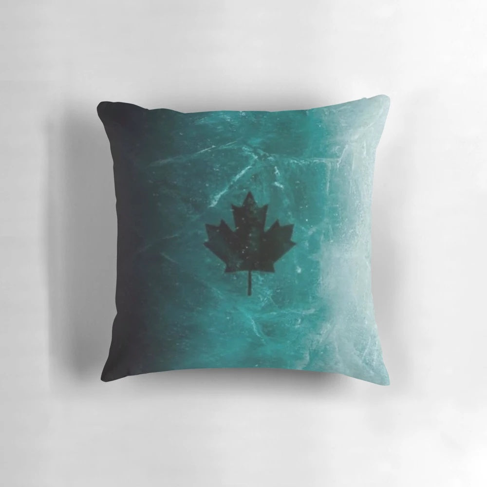 Pillow with a realistic icy winter pattern design
