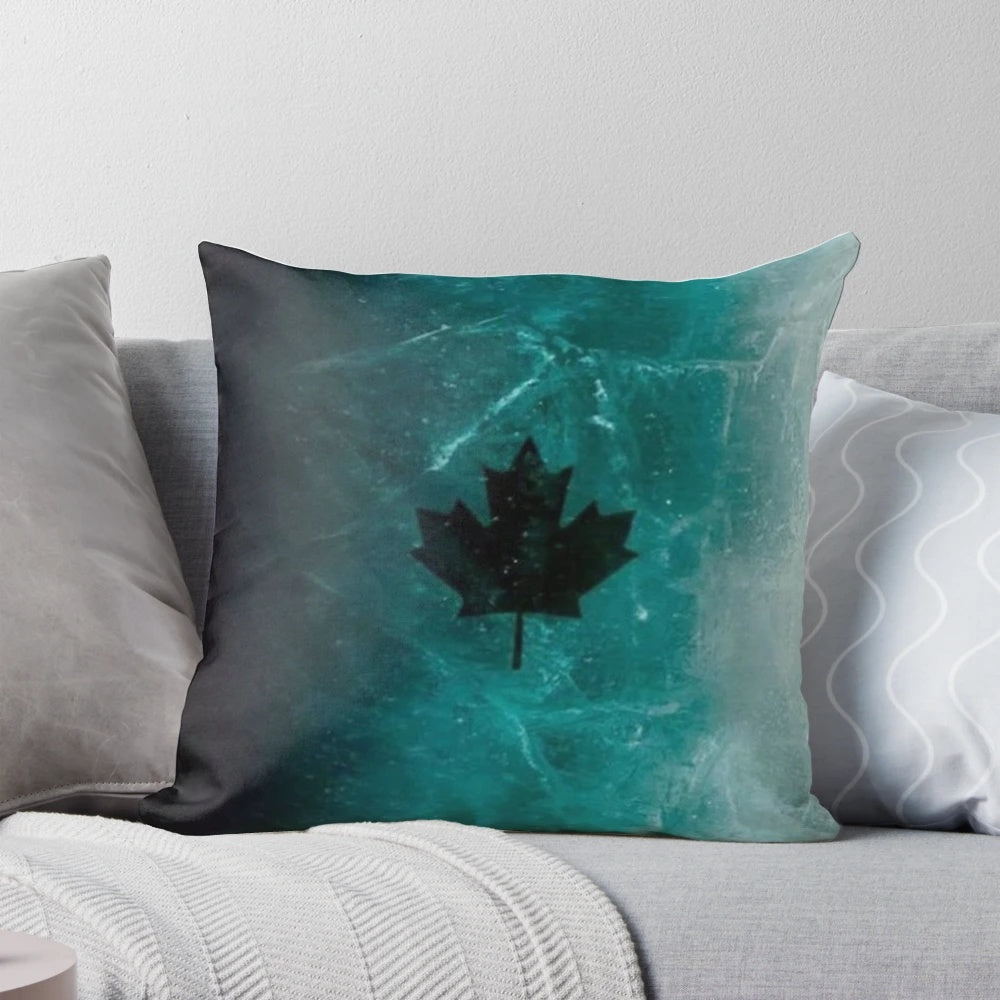 Pillow with a realistic icy winter pattern design
