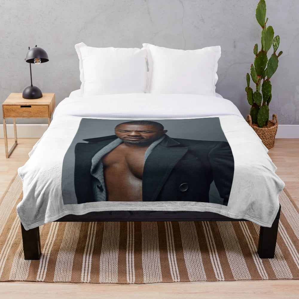 Idris Elba inspired plush blanket, cozy and soft