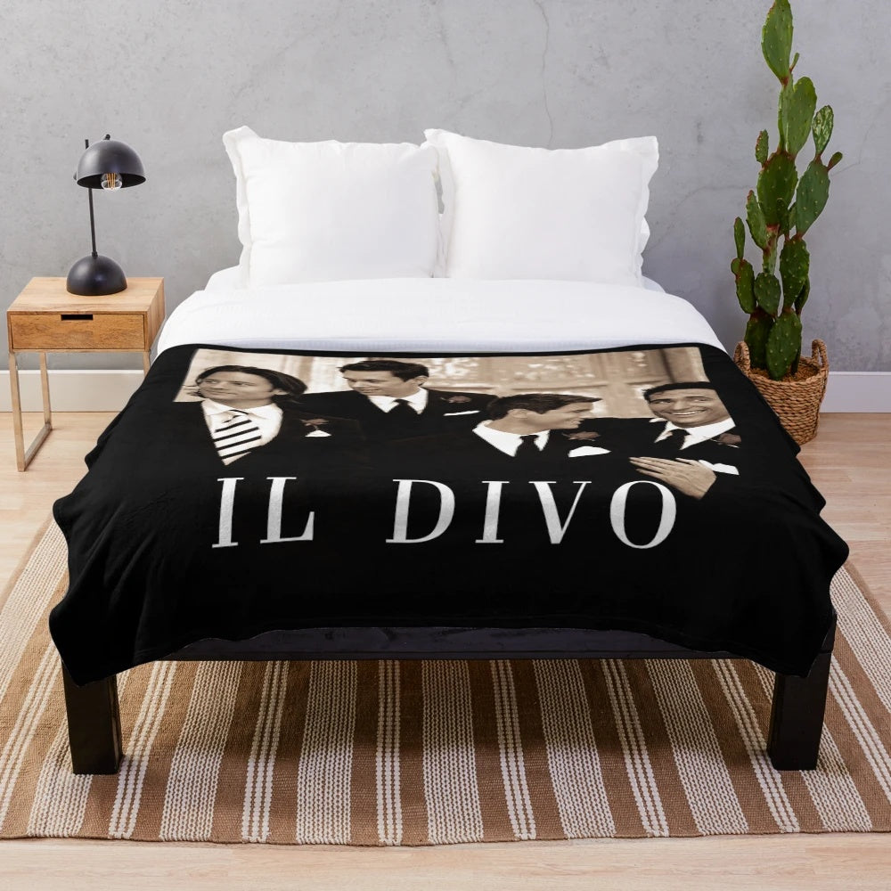 Il Divo inspired plush blanket featuring the group's greatest hits album covers