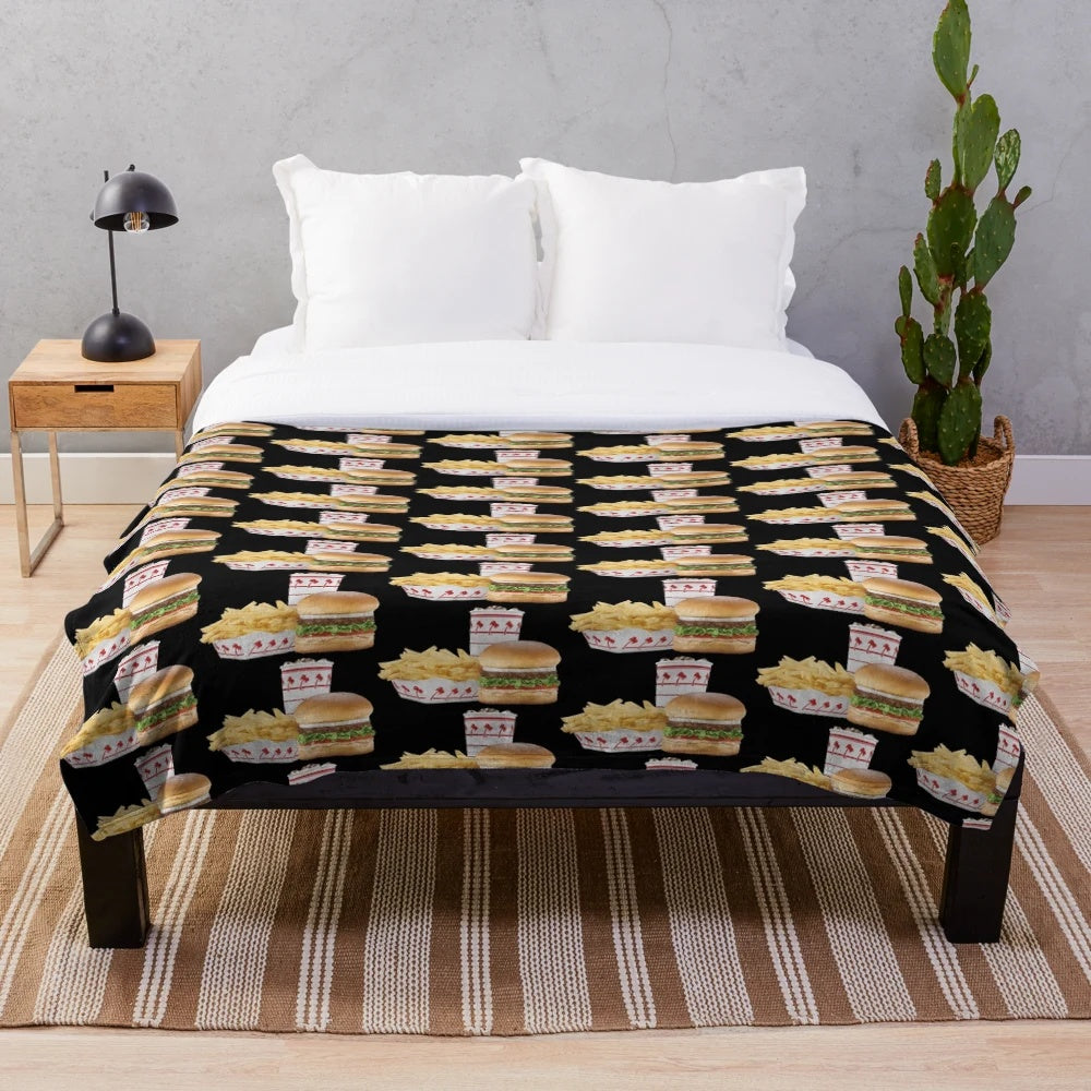 In-N-Out Burger themed plush blanket for cozy home decor