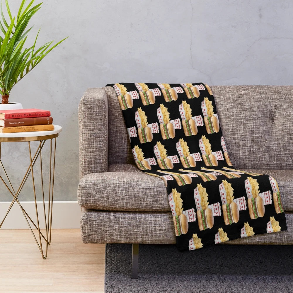 In-N-Out Burger themed plush blanket for cozy home decor