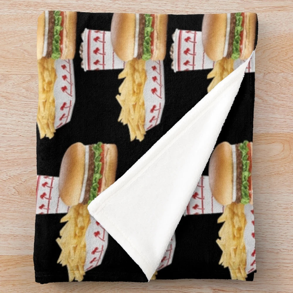 In-N-Out Burger themed plush blanket for cozy home decor