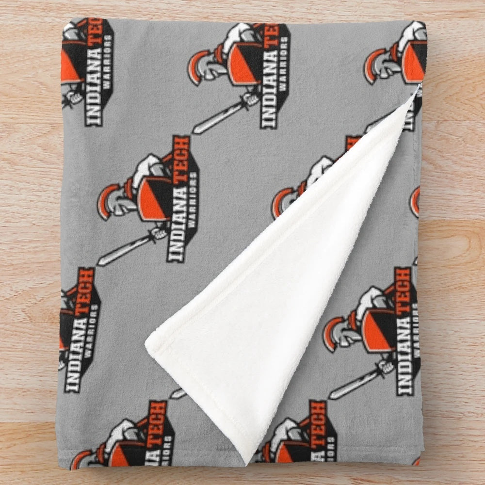 Indiana Tech Warriors-inspired plush blanket with college team logo