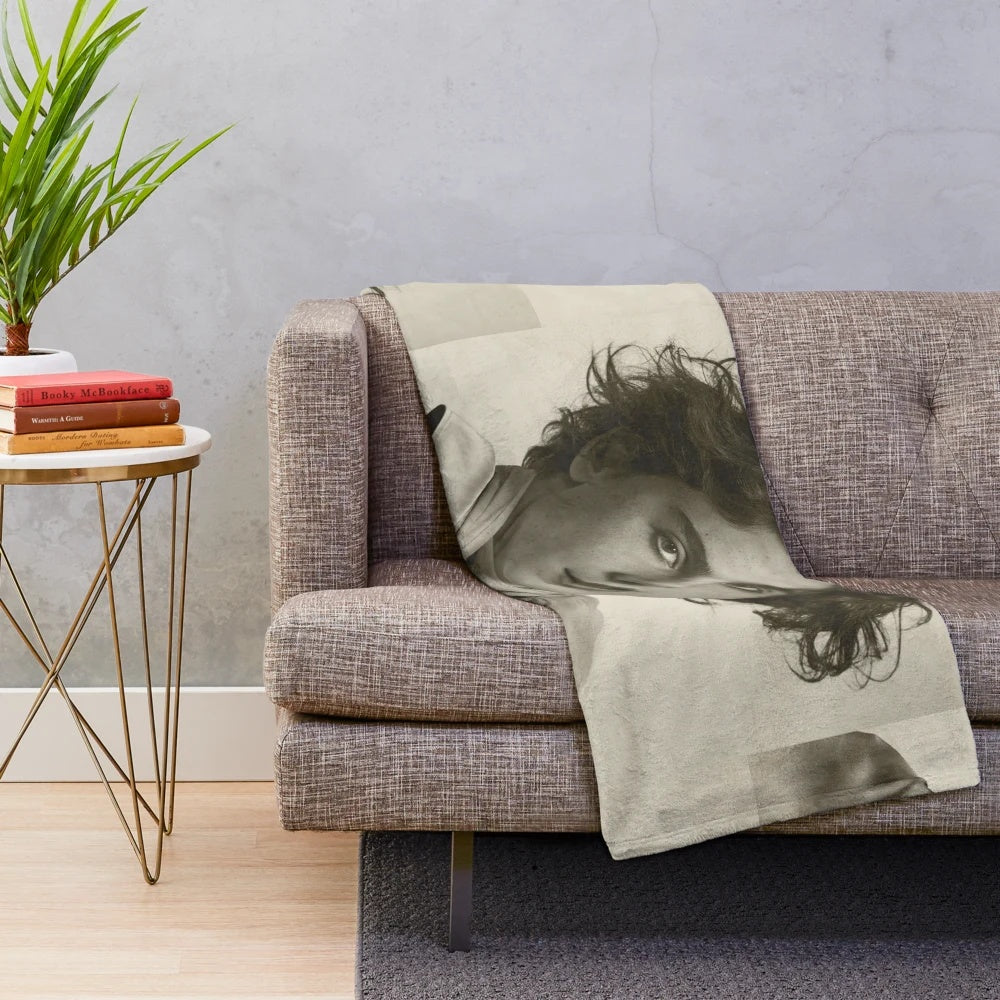 Timothée Chalamet inspired plush blanket with 90s retro and indie aesthetic design