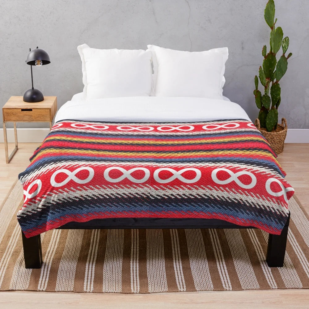 Cozy infinity plush blanket with métis sash design