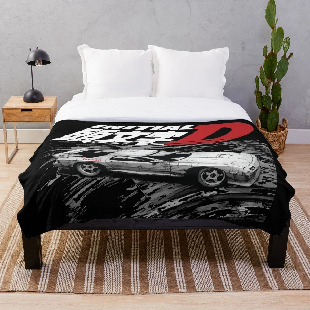 Initial D FC RX7 Drifting Plush Blanket featuring Ryosuke Takahashi