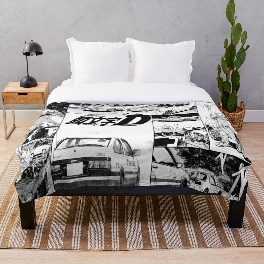 Initial D inspired plush blanket featuring Takumi Fujiwara