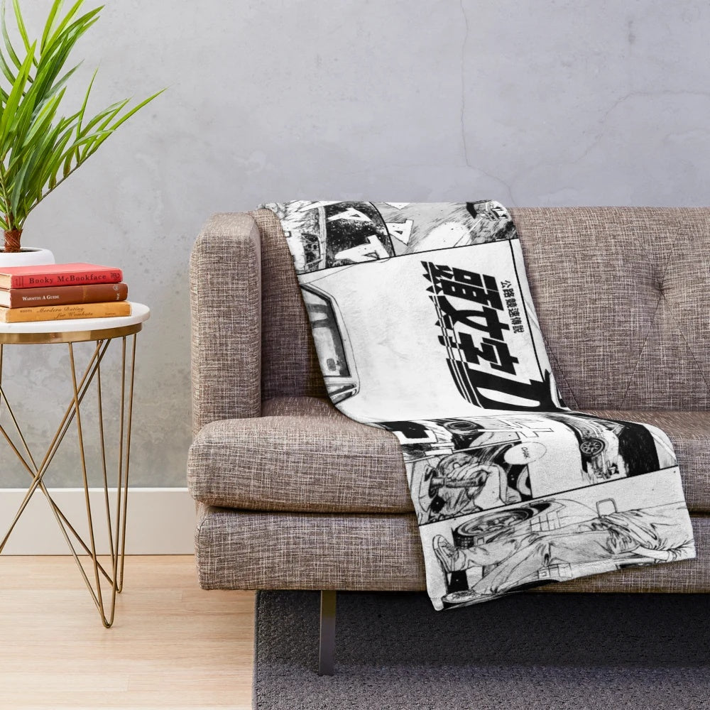 Initial D inspired plush blanket featuring Takumi Fujiwara