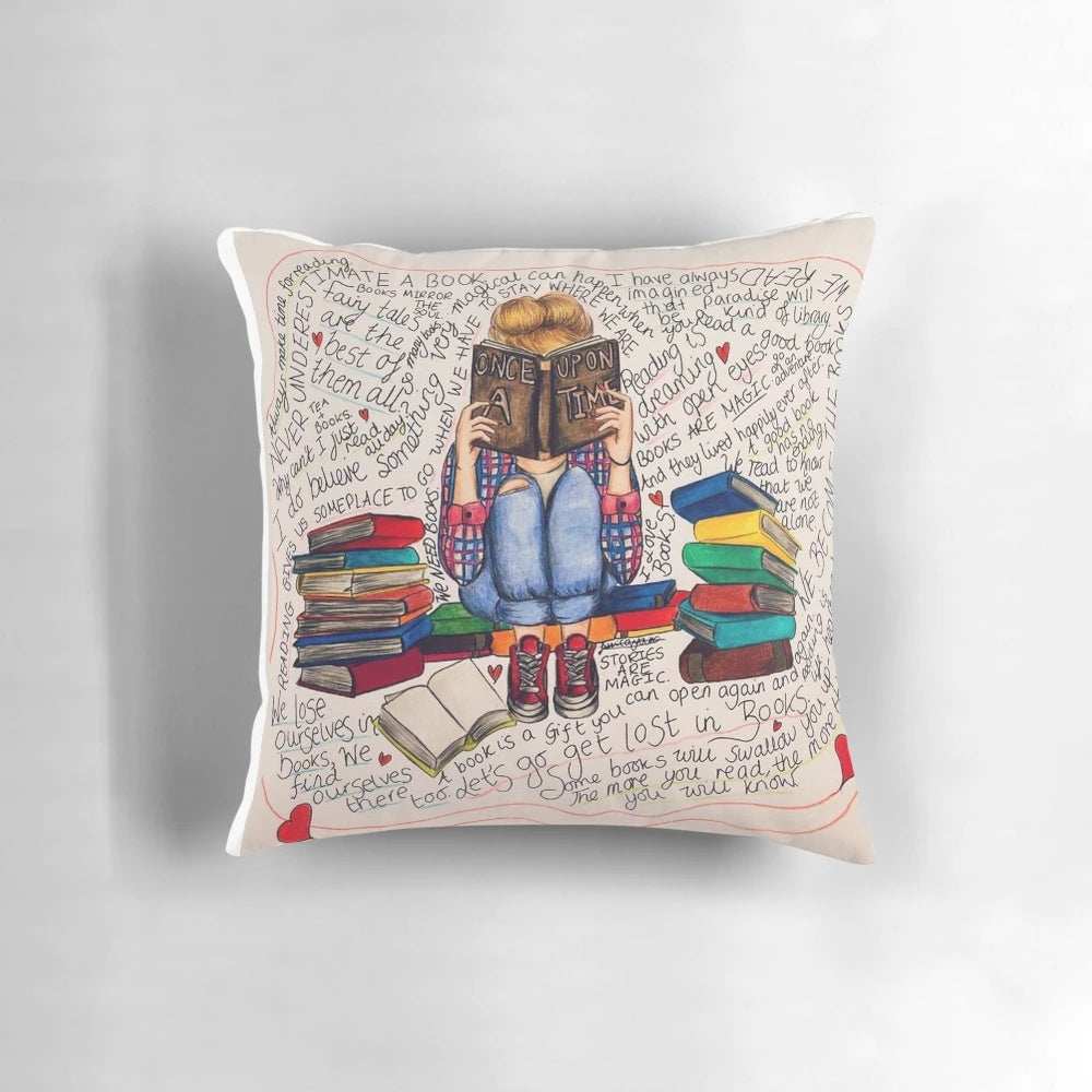 Soft, comfortable pillow with an inspirational quote about reading and dreaming