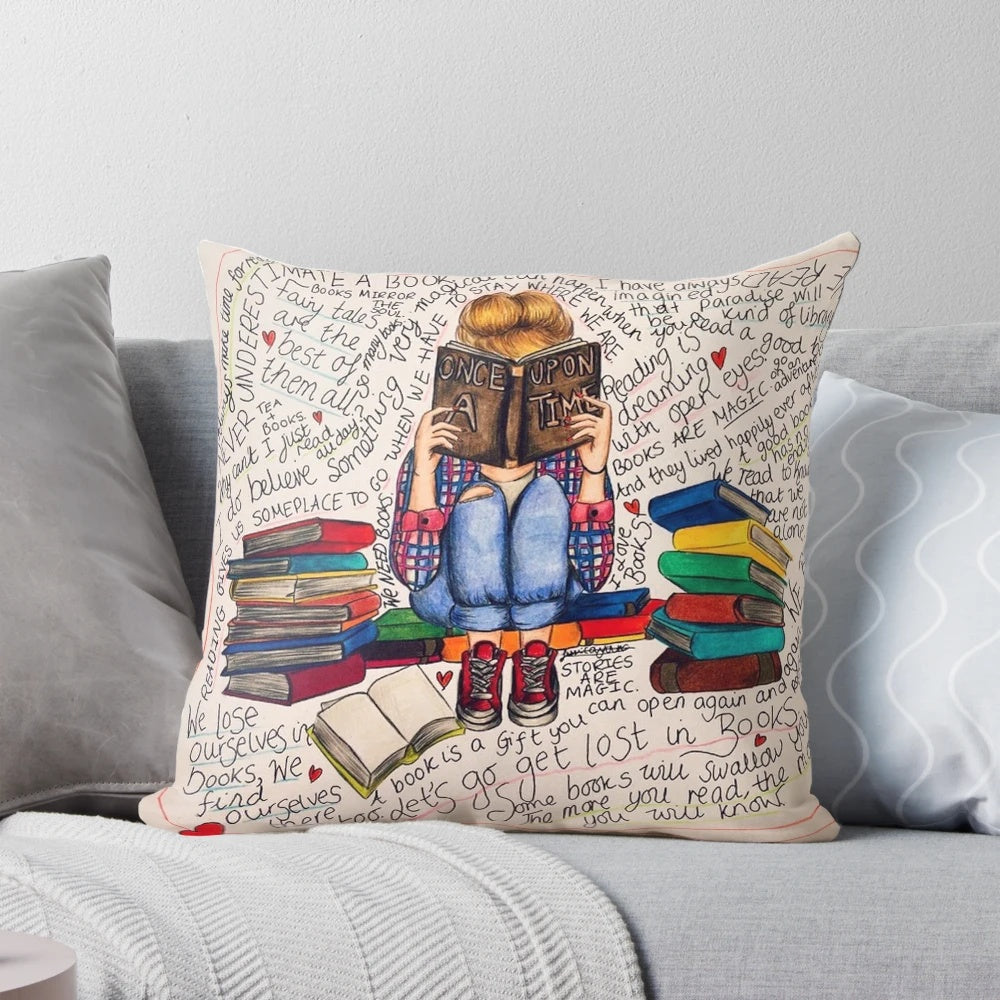 Soft, comfortable pillow with an inspirational quote about reading and dreaming