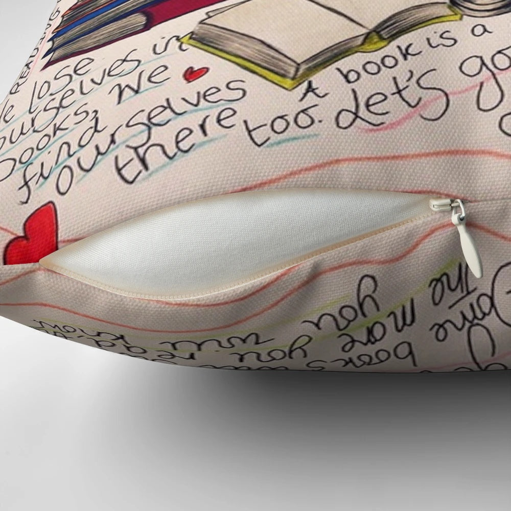 Soft, comfortable pillow with an inspirational quote about reading and dreaming