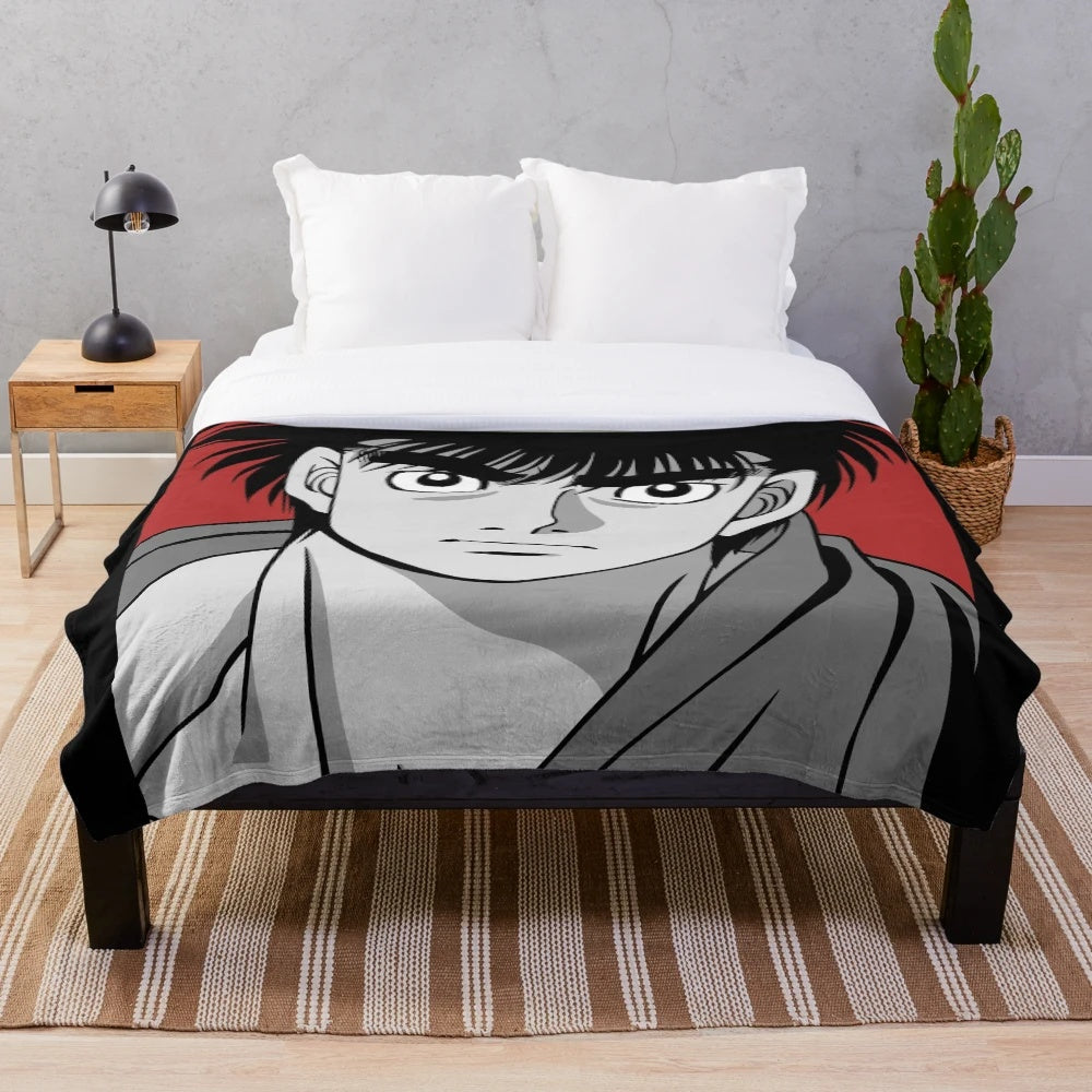 Ippo-inspired plush blanket with soft, comfortable design for anime and manga fans