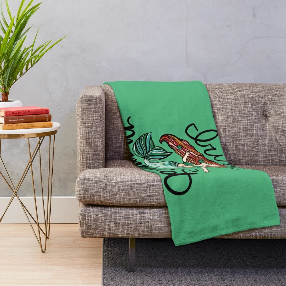 Irish mermaid plush blanket with soft, cozy material