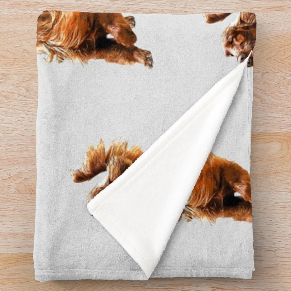 Soft and snuggly plush blanket featuring an illustration of a beautiful Irish Setter dog