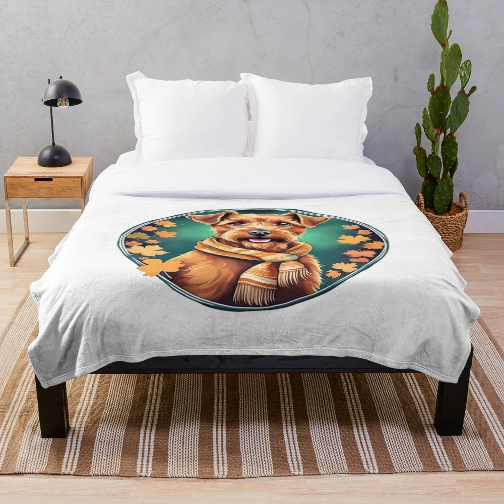Cute and stylish Irish Terrier plush blanket for fall