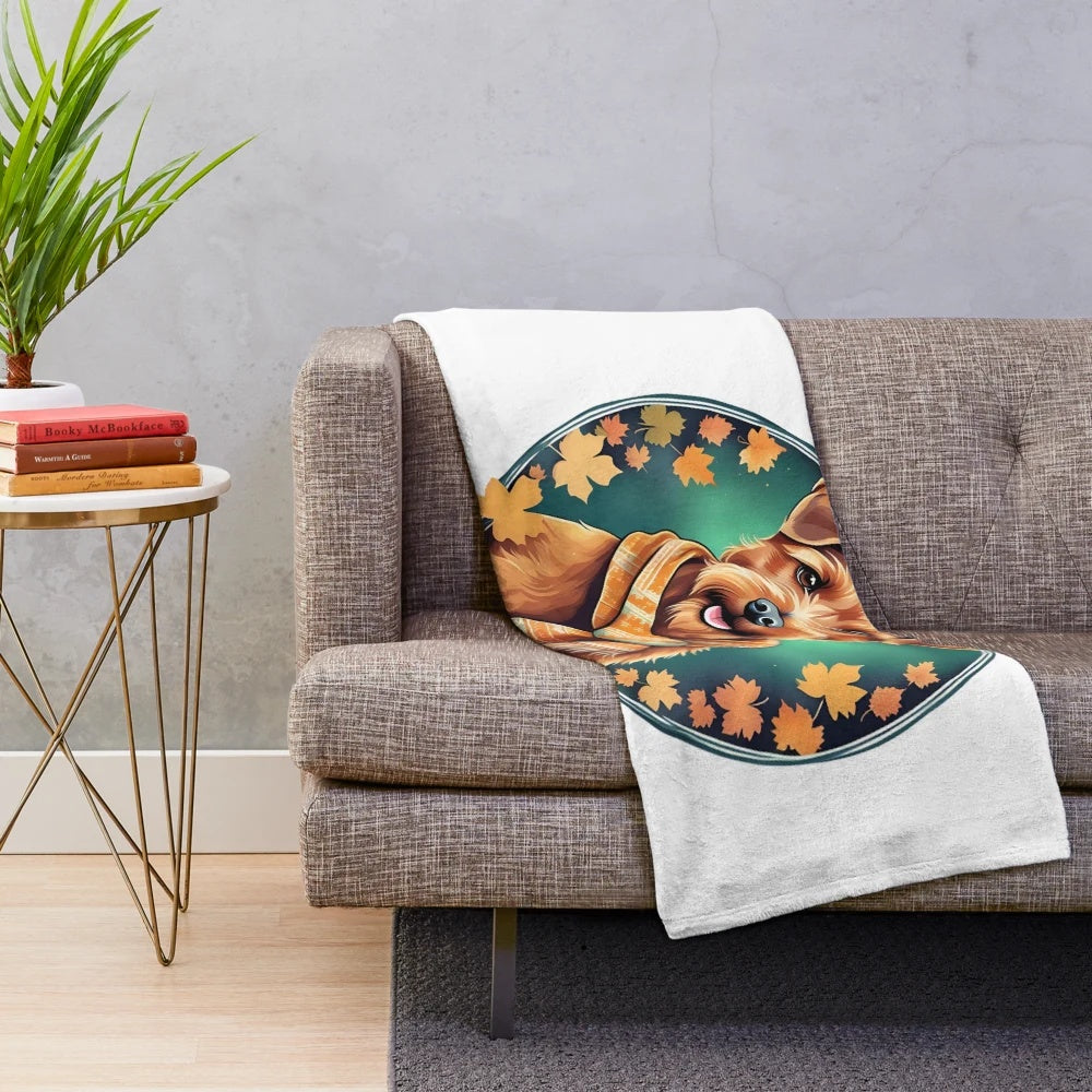 Cute and stylish Irish Terrier plush blanket for fall