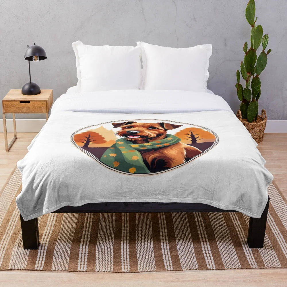 Cozy plush blanket featuring an Irish Terrier in autumn-inspired designs