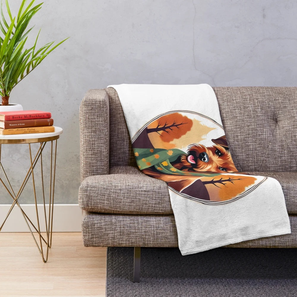 Cozy plush blanket featuring an Irish Terrier in autumn-inspired designs