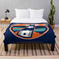 Islander-themed plush blanket with retro hockey design