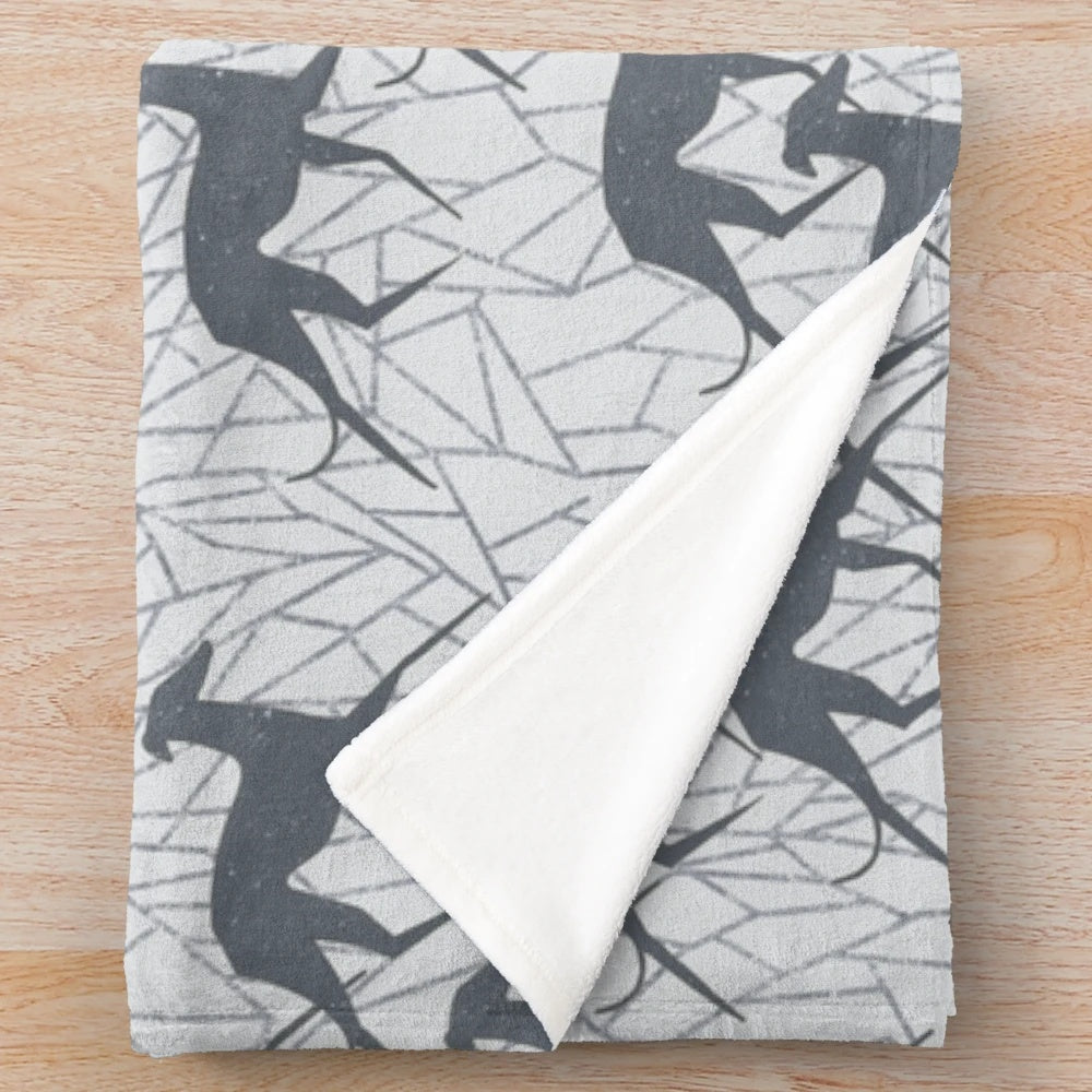 Italian Greyhound plush blanket featuring a detailed illustration of the sighthound breed