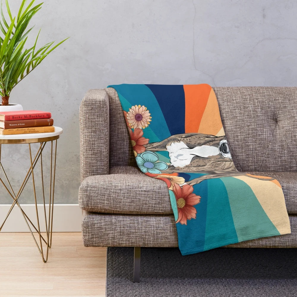 Italian Greyhound Retro Plush Blanket