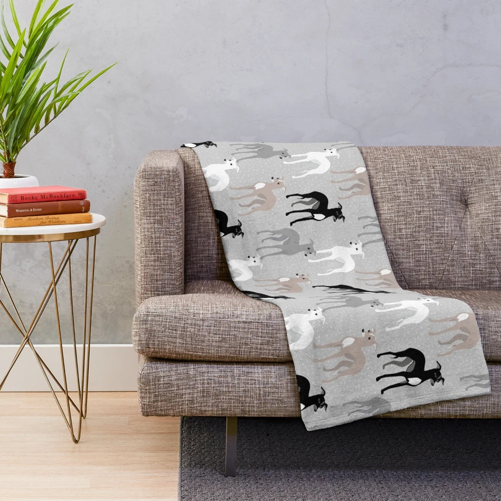 Italian Greyhound Plush Blanket with Variety of Breed Colors