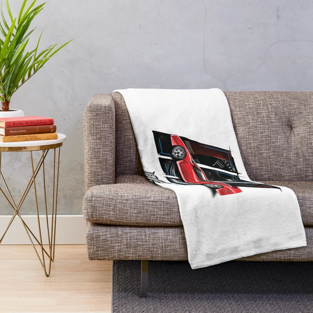 Soft and Plush Blanket Featuring a Red Italian Sports Car
