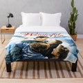Plush blanket with a winter landscape scene inspired by the classic film It's a Wonderful Life