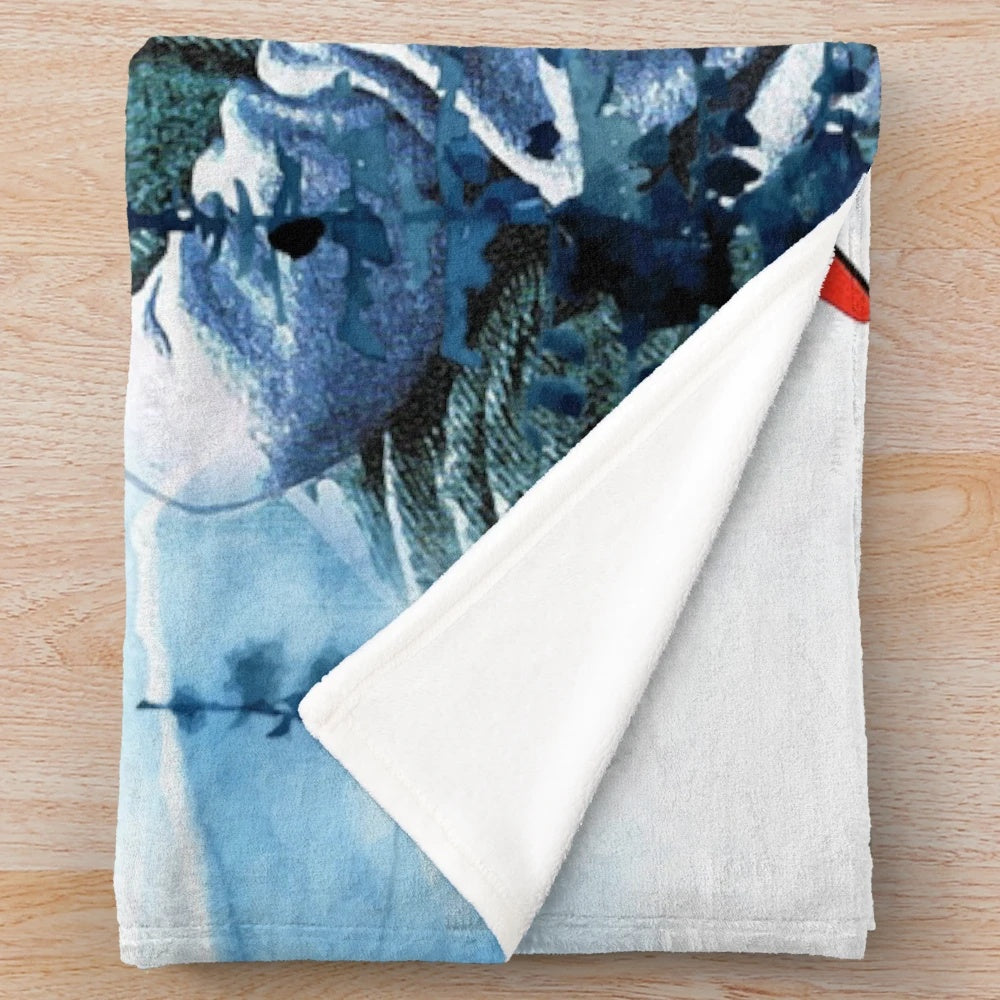 Plush blanket with a winter landscape scene inspired by the classic film It's a Wonderful Life