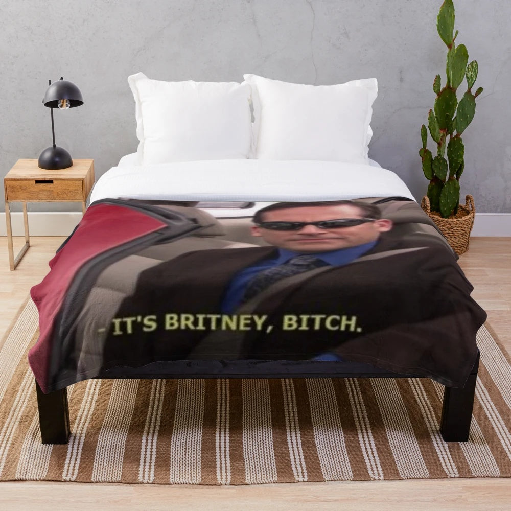 Cozy plush blanket featuring a "It's Britney Bitch" design, inspired by the popular TV show The Office