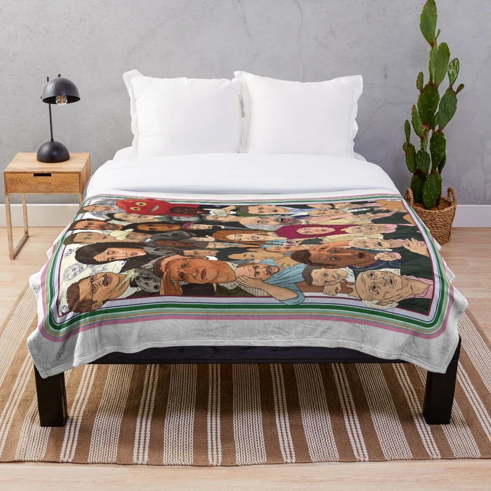 ITYSL plush blanket featuring characters and quotes from the hit comedy series