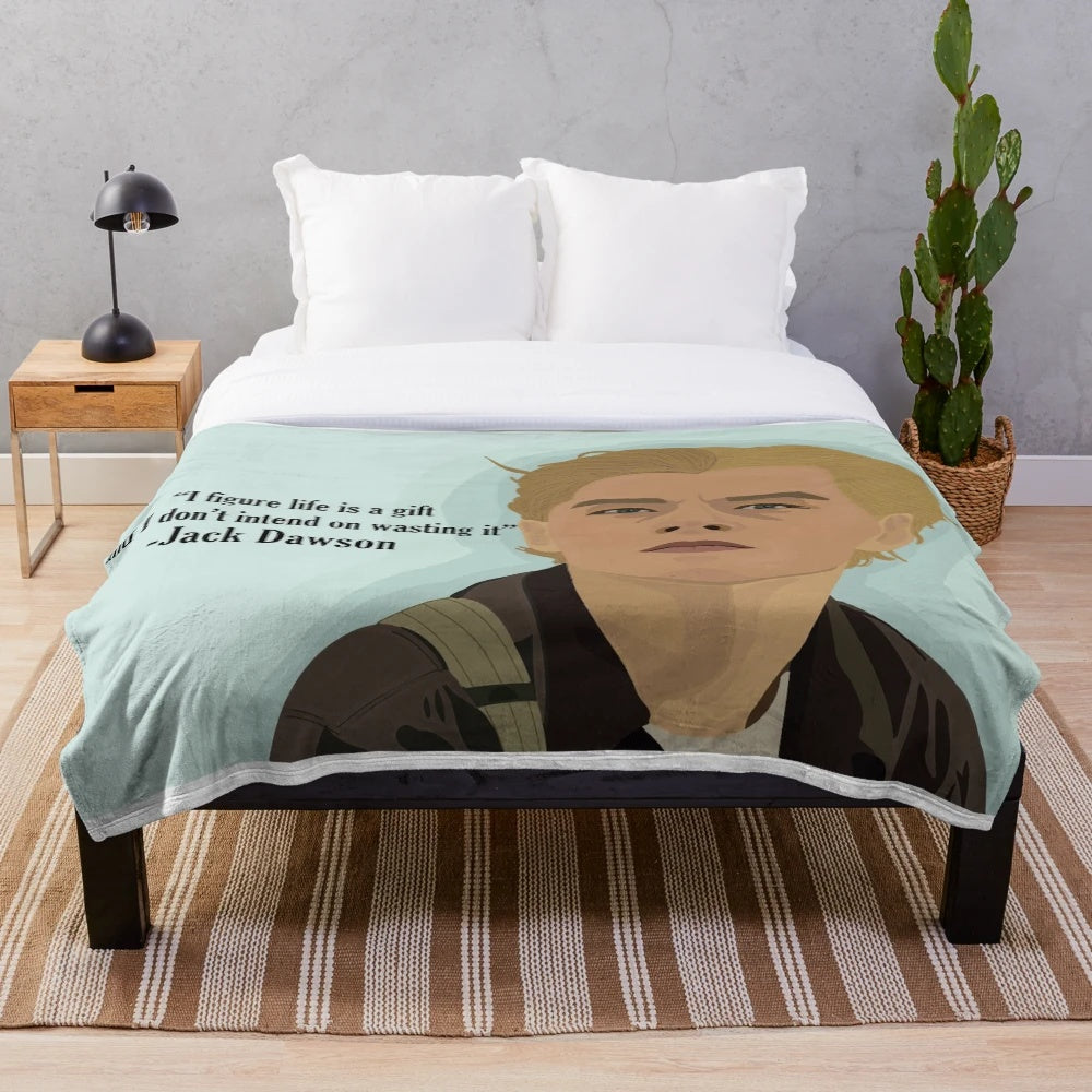 Jack Dawson inspired plush blanket featuring a movie quote