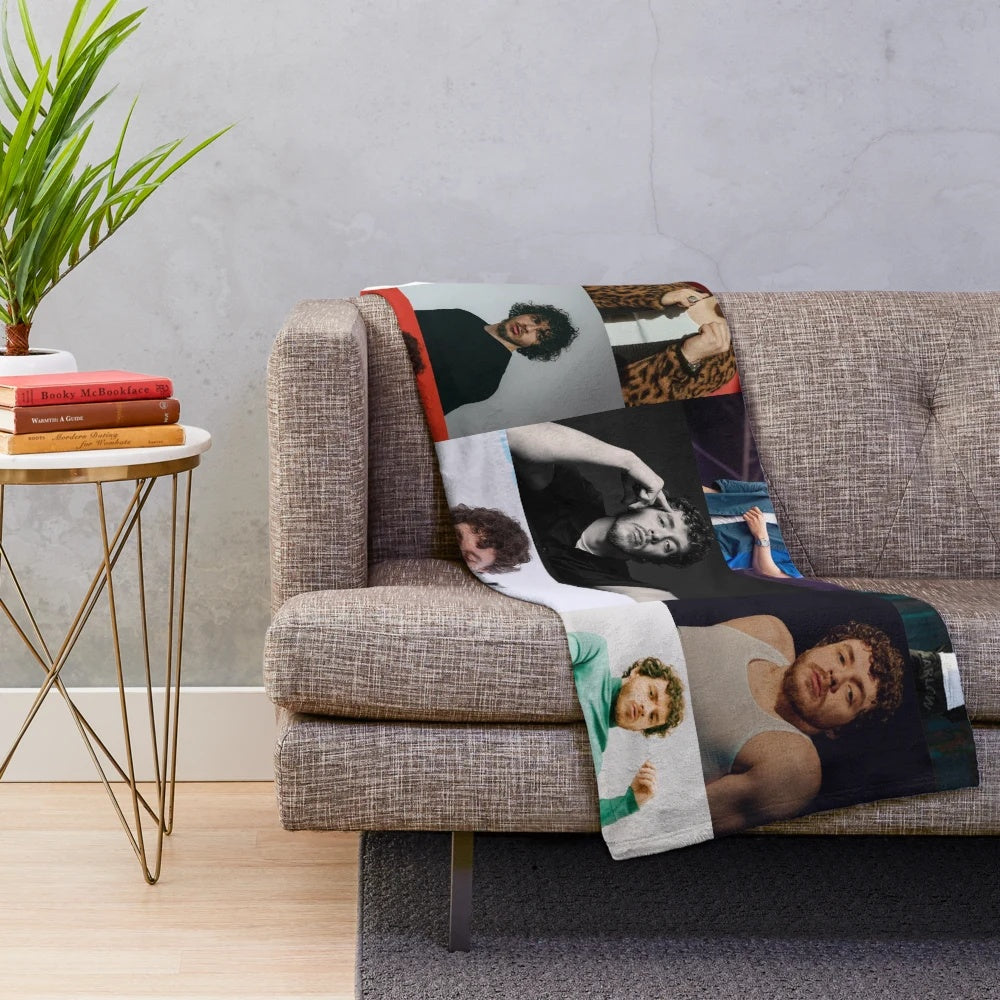 Jack Harlow-inspired plush blanket with rapper's name and image