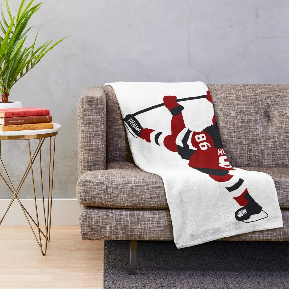 Jack Hughes inspired plush blanket for hockey and sports fans