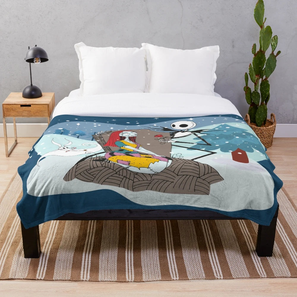 Jack Skellington and Sally plush blanket from The Nightmare Before Christmas