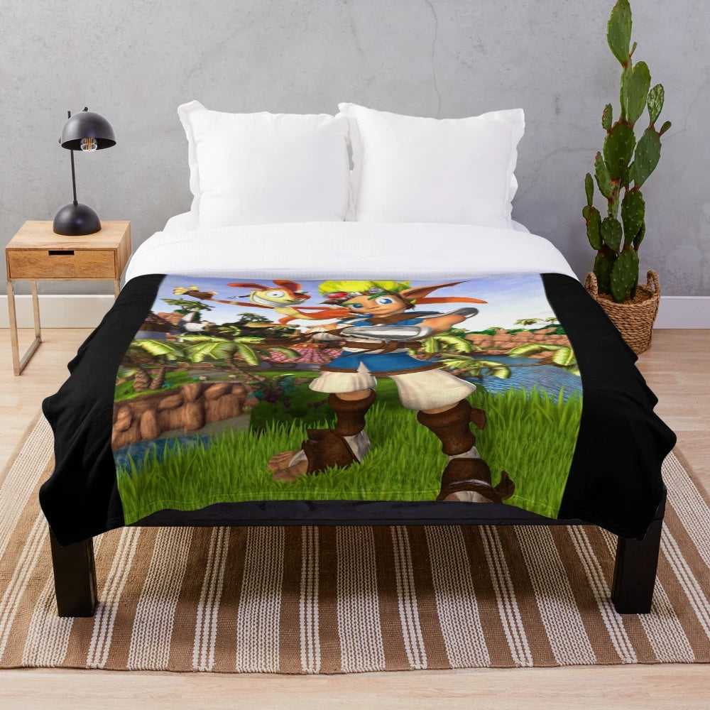 Jak and Daxter themed plush blanket