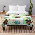 A plush blanket featuring the likenesses of Jake and Josh, inspired by popular culture
