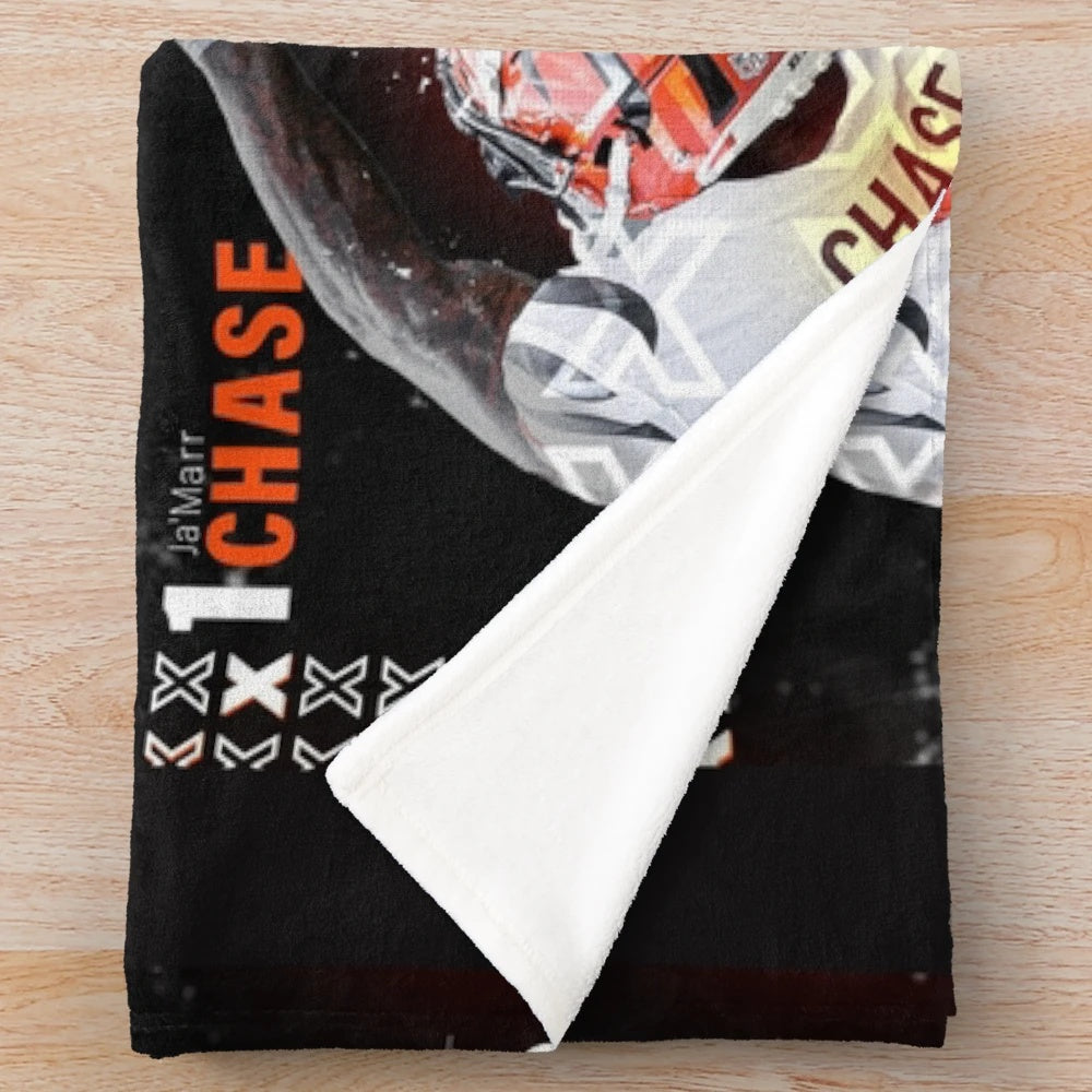 Ja'Marr Chase Plush Blanket with Cincinnati Bengals Logo