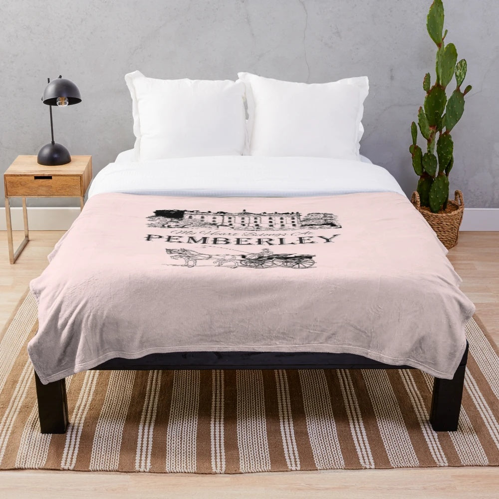 Jane Austen inspired plush blanket with literary quotes