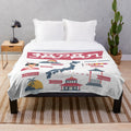 Plush blanket featuring a detailed map of Japan, showcasing popular cities and landmarks