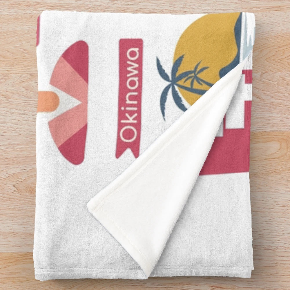 Plush blanket featuring a detailed map of Japan, showcasing popular cities and landmarks