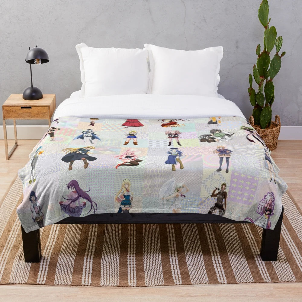 Soft and comfy plush blanket featuring Japanese anime characters