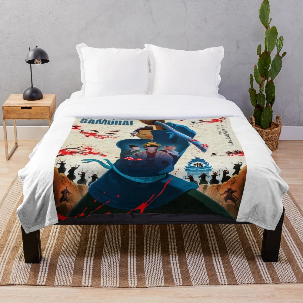 Blue eye samurai anime-inspired plush blanket