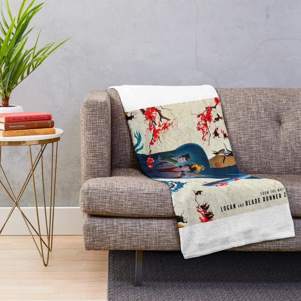 Blue eye samurai anime-inspired plush blanket